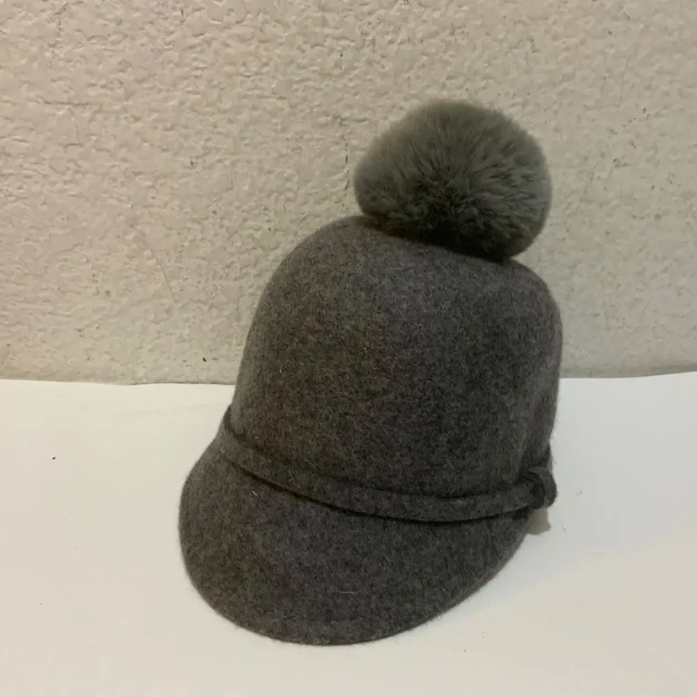 Zara Gray Riding Hat‎ with Pom